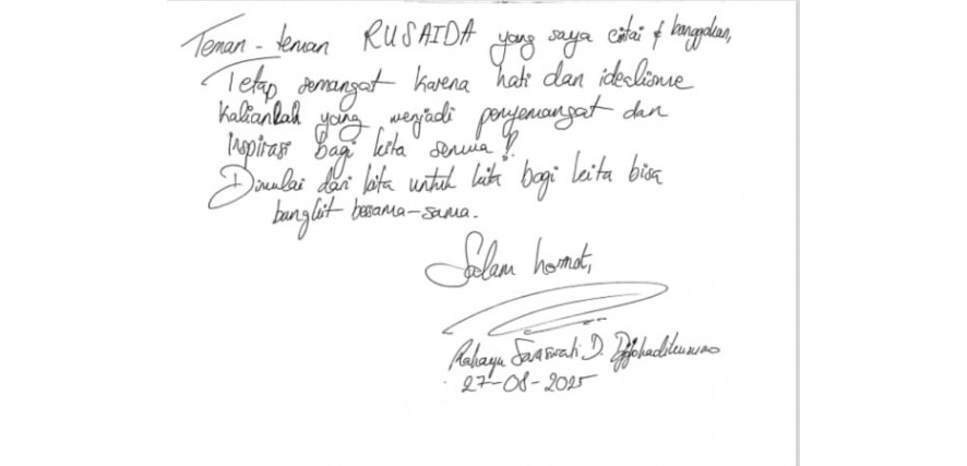 Ibu Yuyu Marliah dengan Ketua Umum JarNas Anti Perdagangan Orang, Ibu Rahayu Saraswati Djojohadikusumo